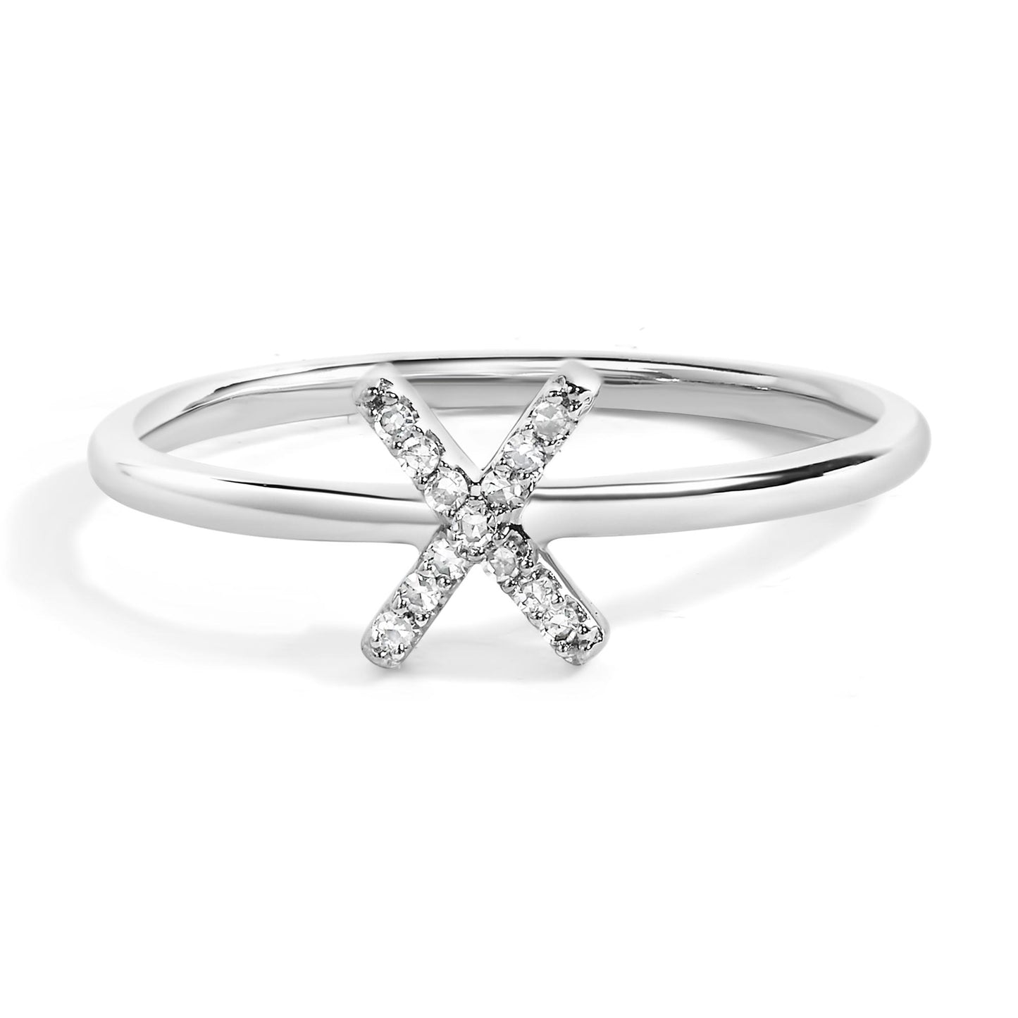 10K White Gold Diamond Accent Initial “A-Z” Ring