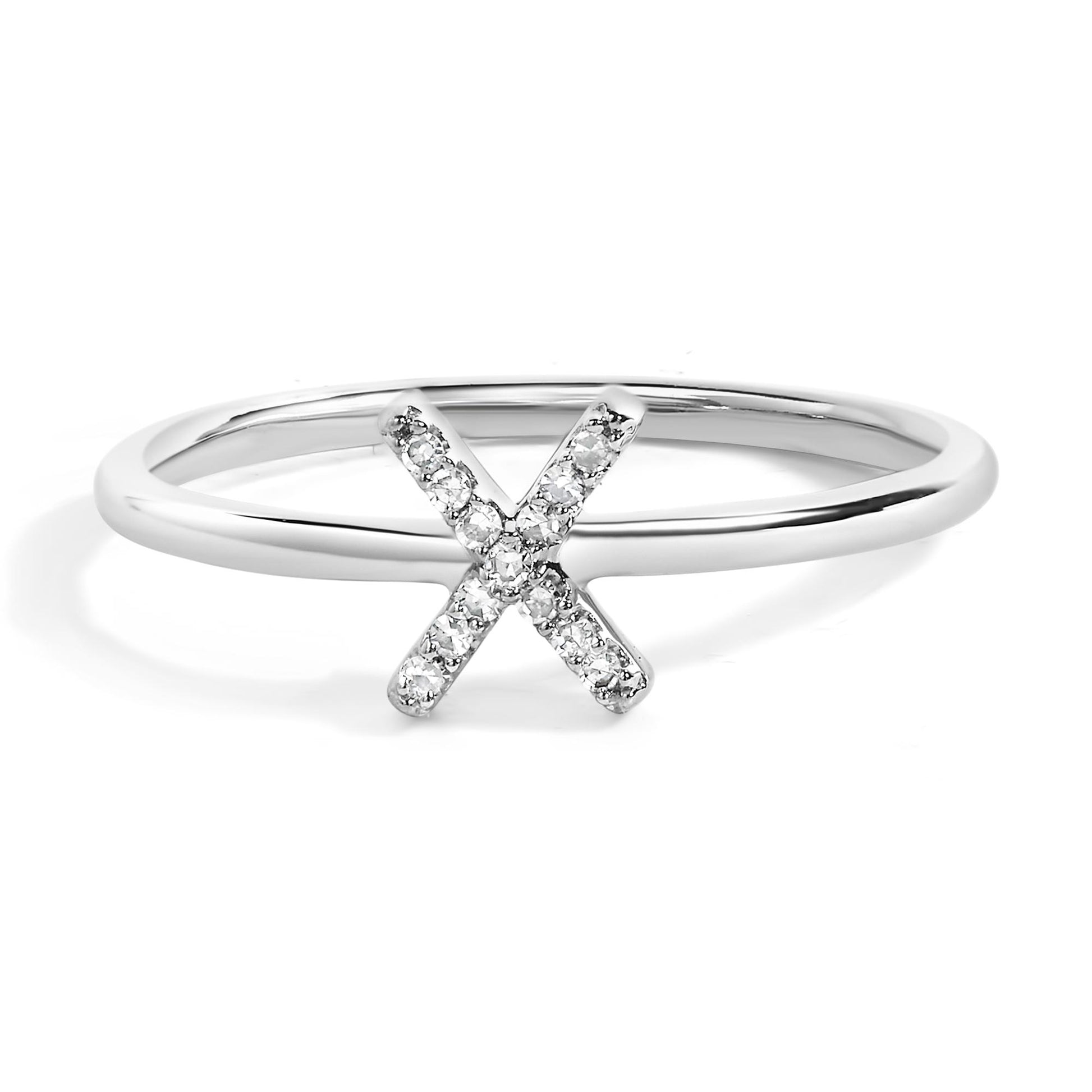 10K White Gold Diamond Accent Initial “A-Z” Ring