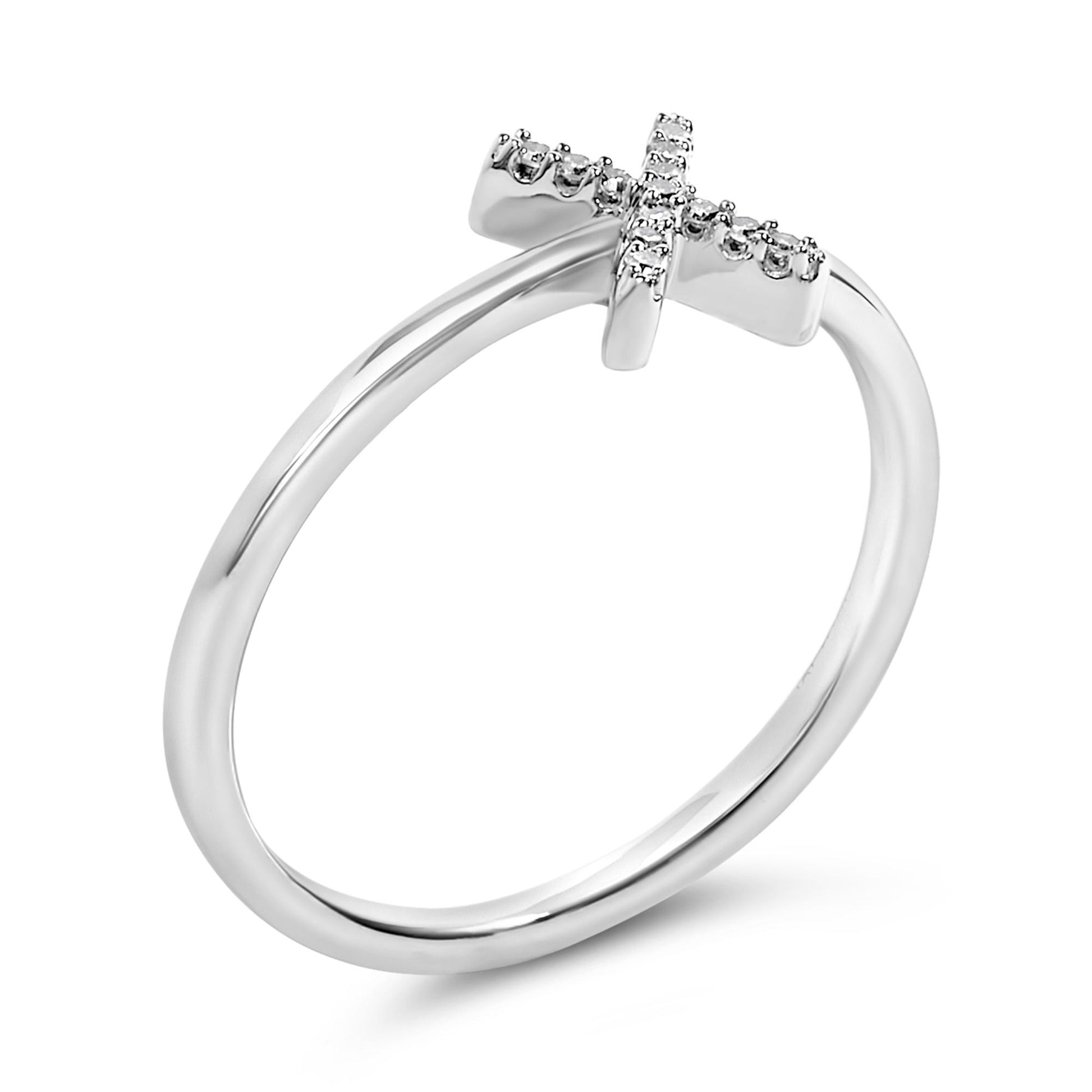 10K White Gold Diamond Accent Initial “A-Z” Ring
