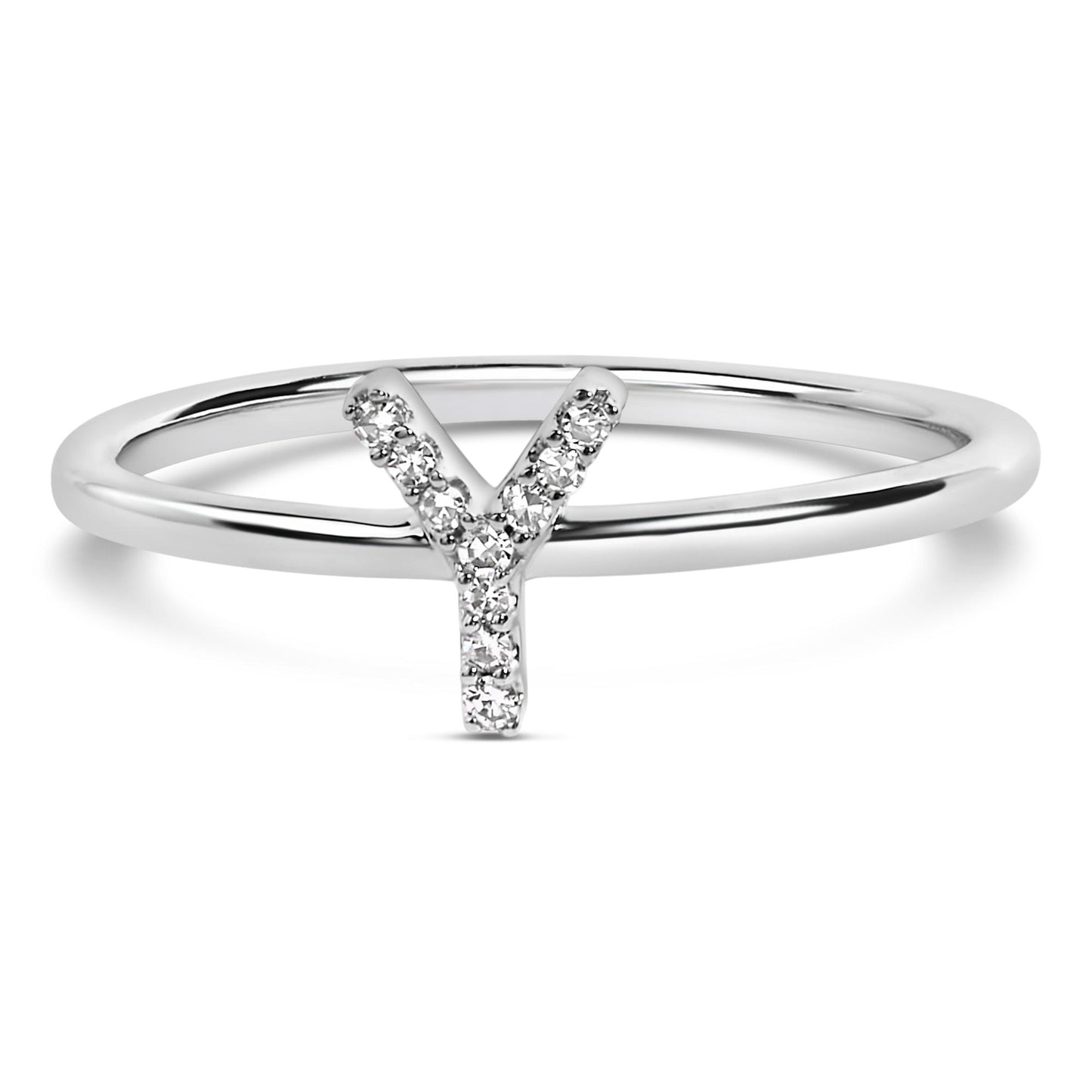 10K White Gold Diamond Accent Initial “A-Z” Ring