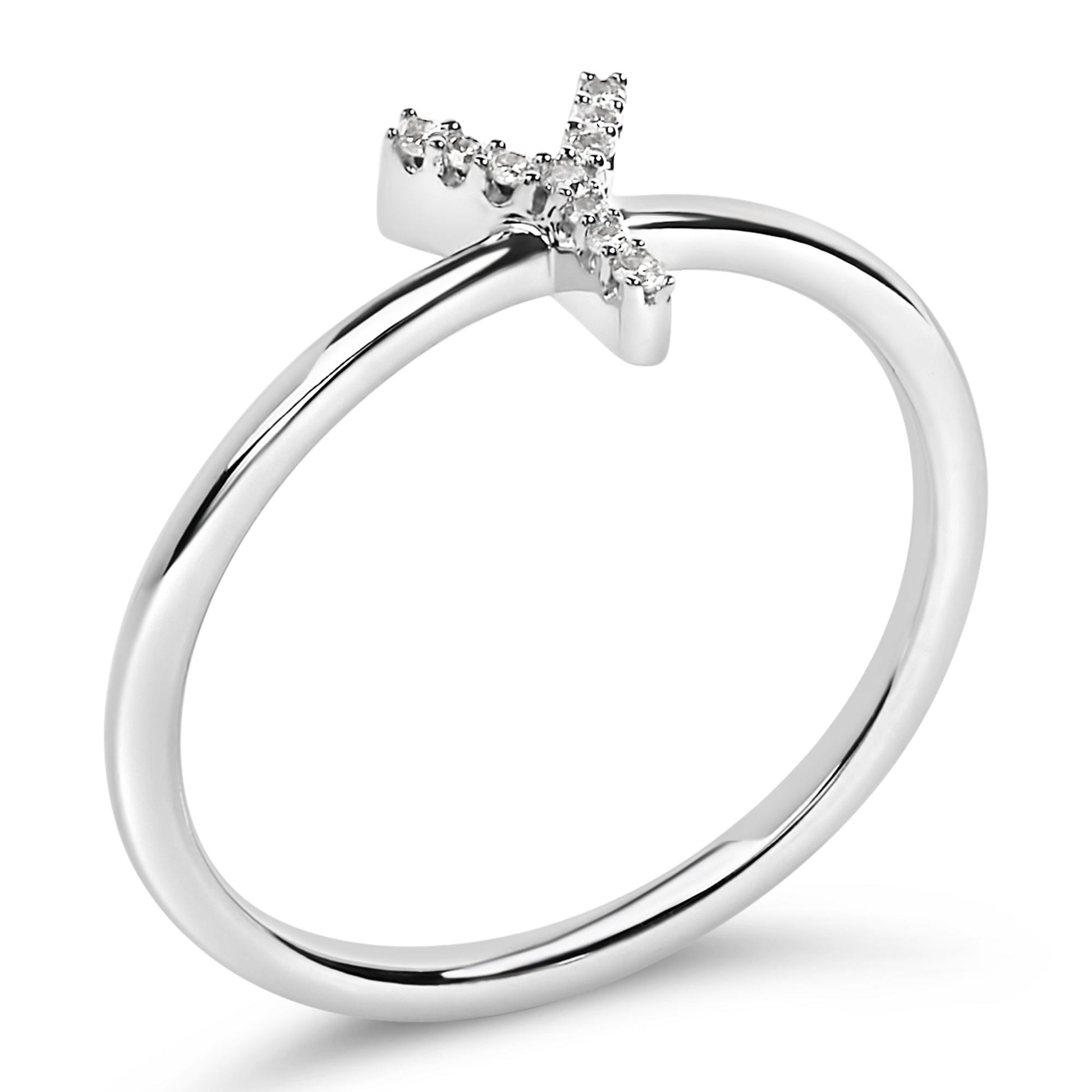 10K White Gold Diamond Accent Initial “A-Z” Ring