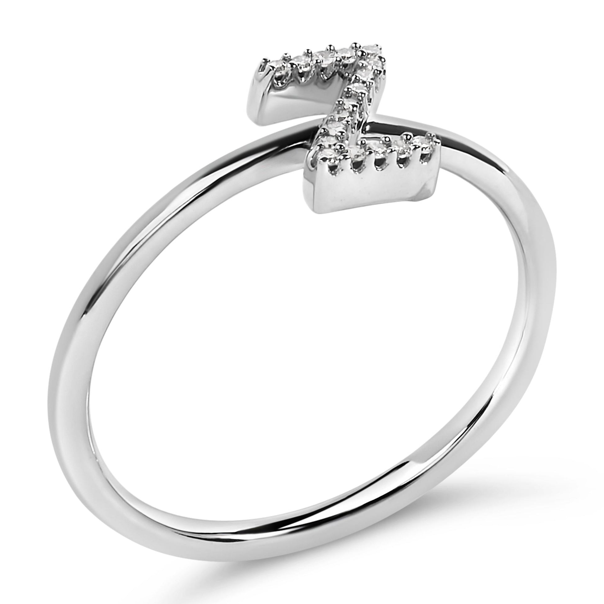 10K White Gold Diamond Accent Initial “A-Z” Ring
