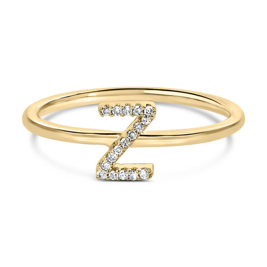 10K Yellow Gold Diamond Accent Initial “A-Z” Ring