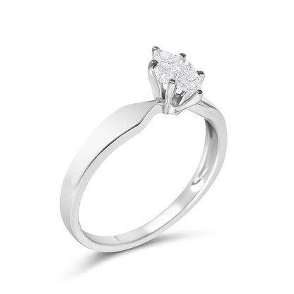 18K White Gold 1/3 Cttw Pie Cut Diamond Solitaire Ring with Tapered Band
