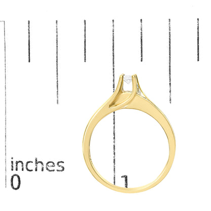 14K Yellow Gold 1/4 Cttw Princess Cut Diamond Engagement Ring