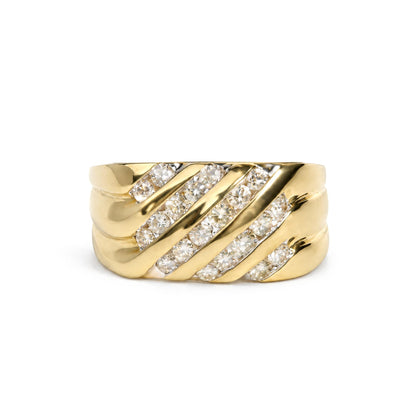 Men's 10K Yellow Gold 1.00 Cttw Channel Set Diamond 5 Row Band Ring