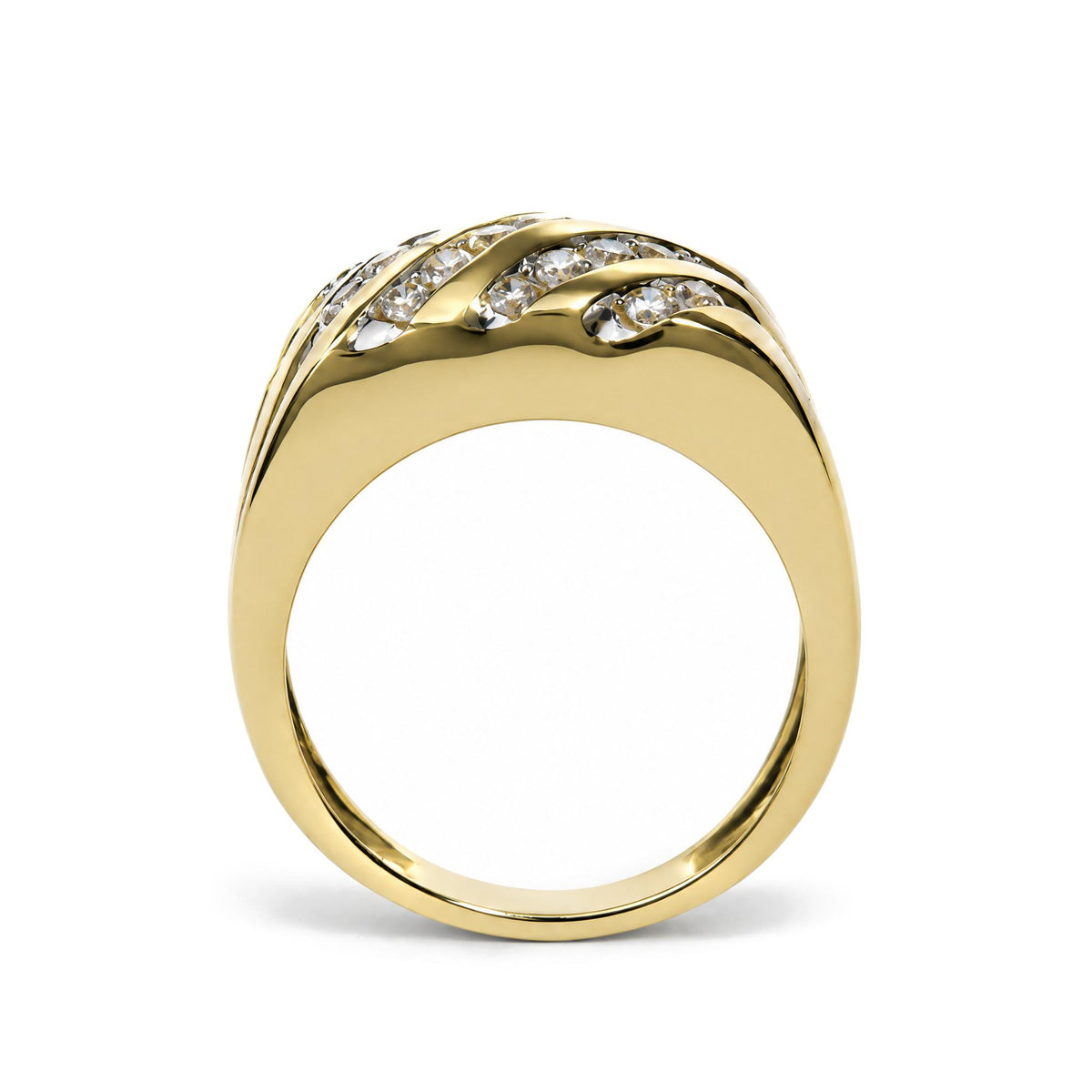 Men's 10K Yellow Gold 1.00 Cttw Channel Set Diamond 5 Row Band Ring