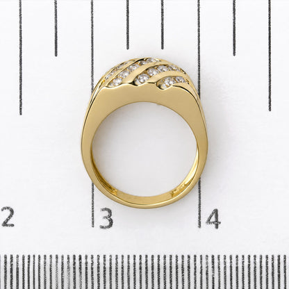 Men's 10K Yellow Gold 1.00 Cttw Channel Set Diamond 5 Row Band Ring