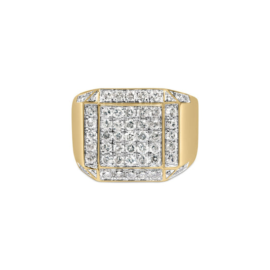 Men's 10K Yellow Gold 2 1/8 Cttw Diamond  Composite Cluster Cocktail Ring Band