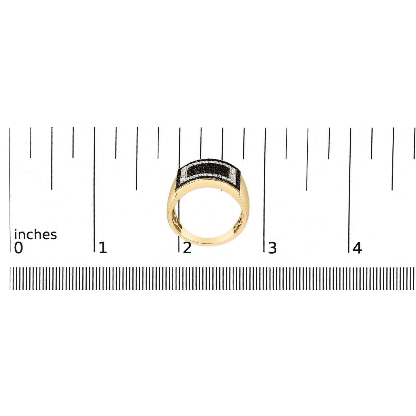 Men's 10K Yellow Gold 1 1/4 Cttw White and Black Diamond Geometric Ring