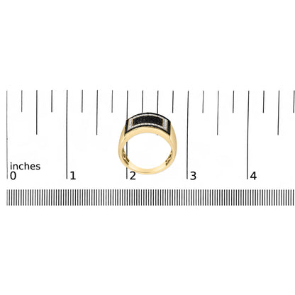 Men's 10K Yellow Gold 1 1/4 Cttw White and Black Diamond Geometric Ring
