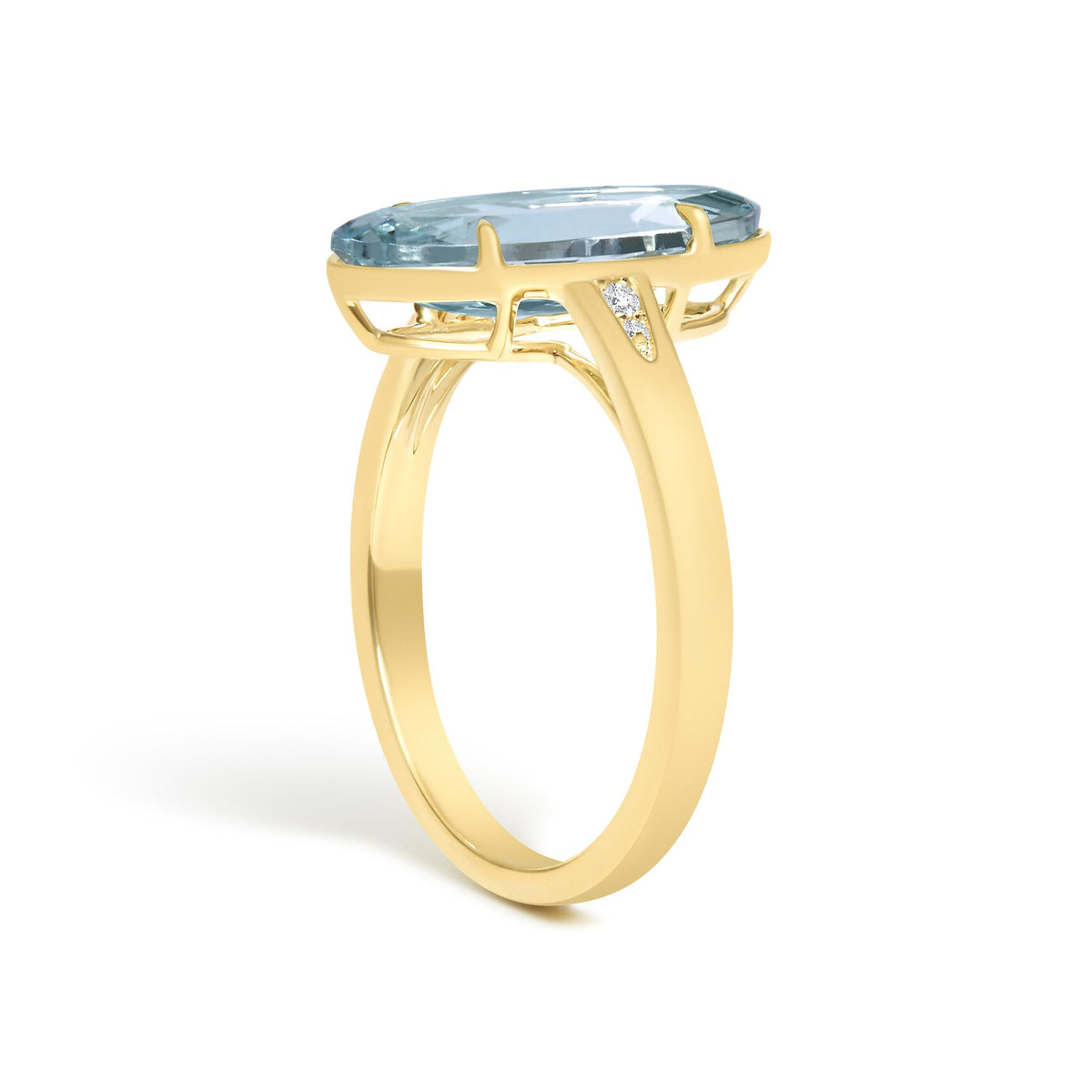 10K Yellow Gold Oval Blue Topaz and Diamond Accent Cocktail Ring