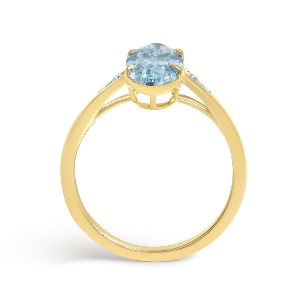 10K Yellow Gold Oval Blue Topaz and Diamond Accent Cocktail Ring