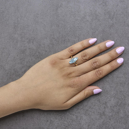 10K Yellow Gold Oval Blue Topaz and Diamond Accent Cocktail Ring