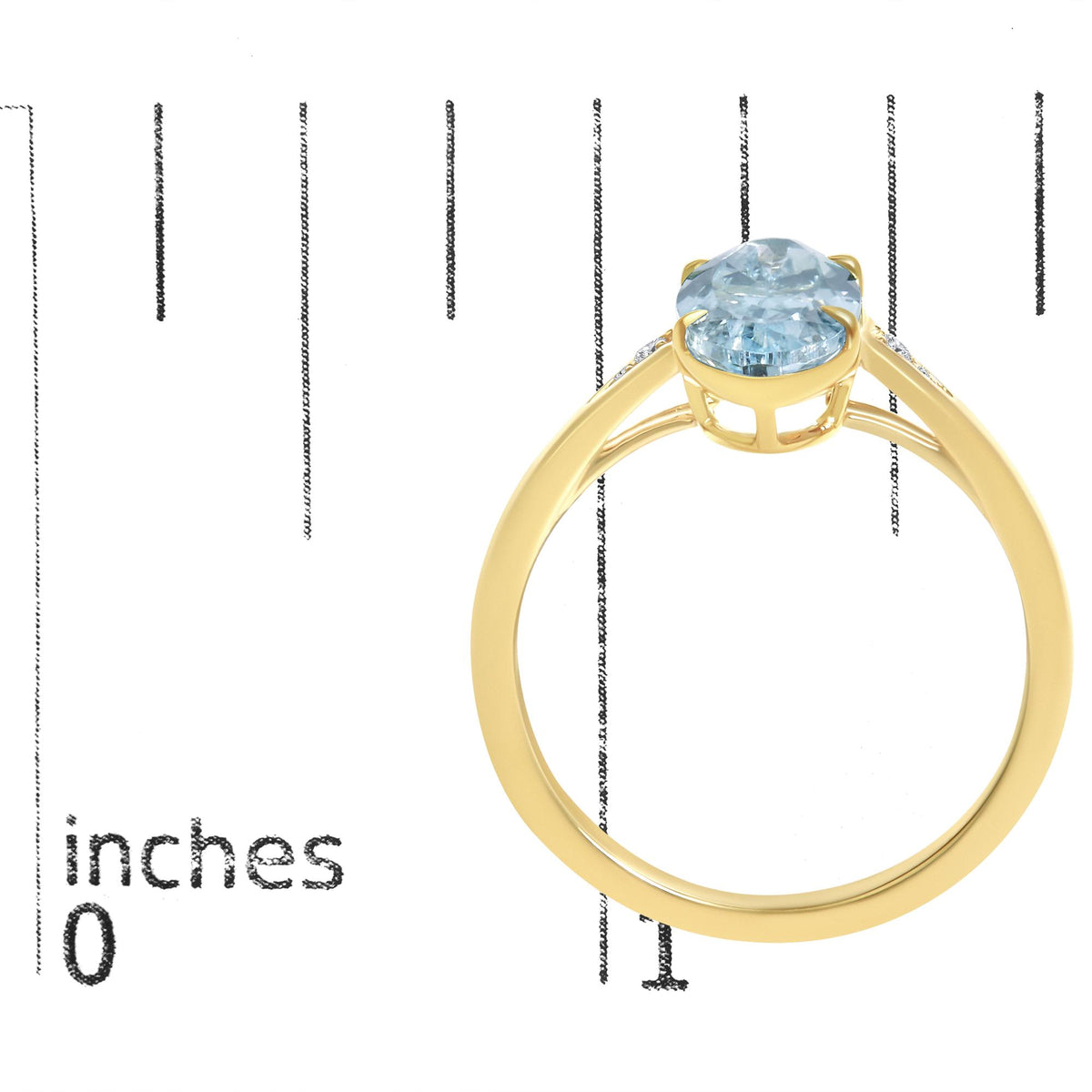 10K Yellow Gold Oval Blue Topaz and Diamond Accent Cocktail Ring