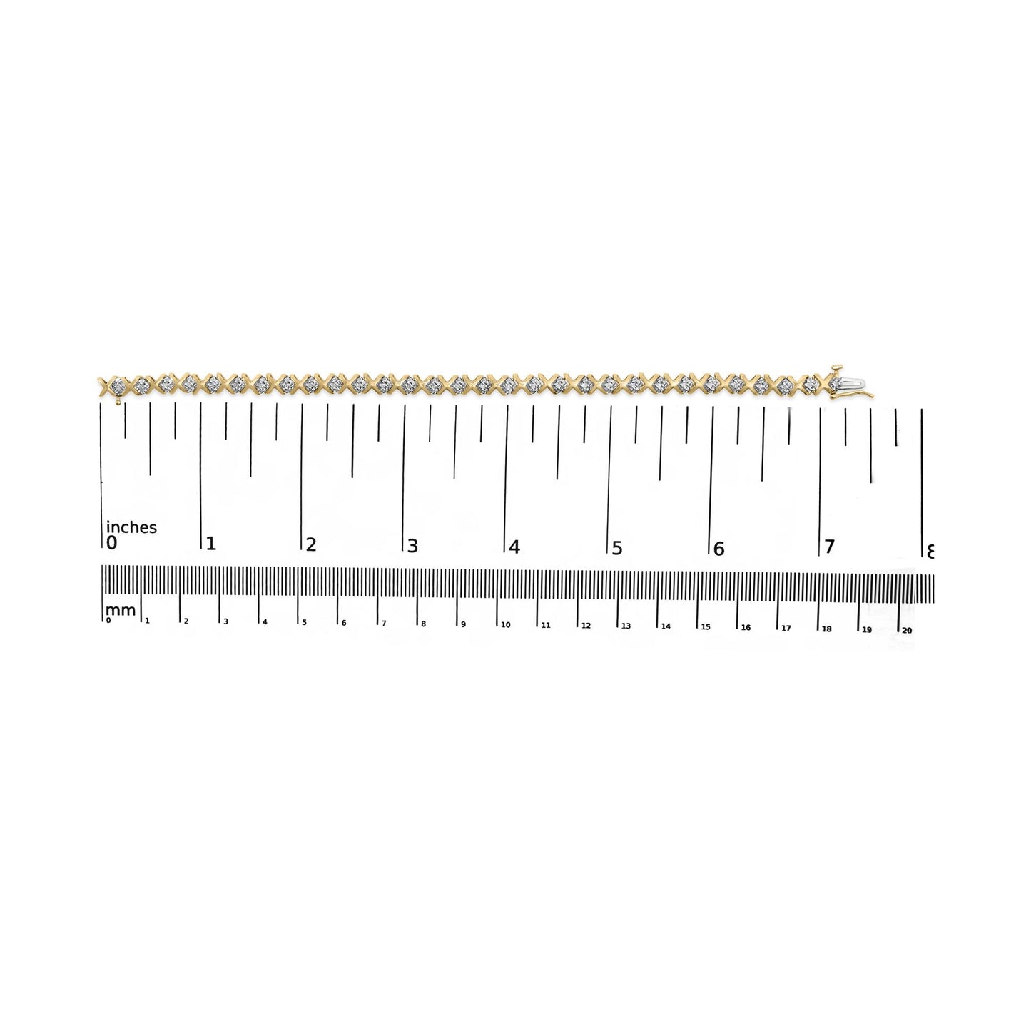 10K Yellow Gold 1/2 Cttw Diamond Alternating X-Link Bracelet