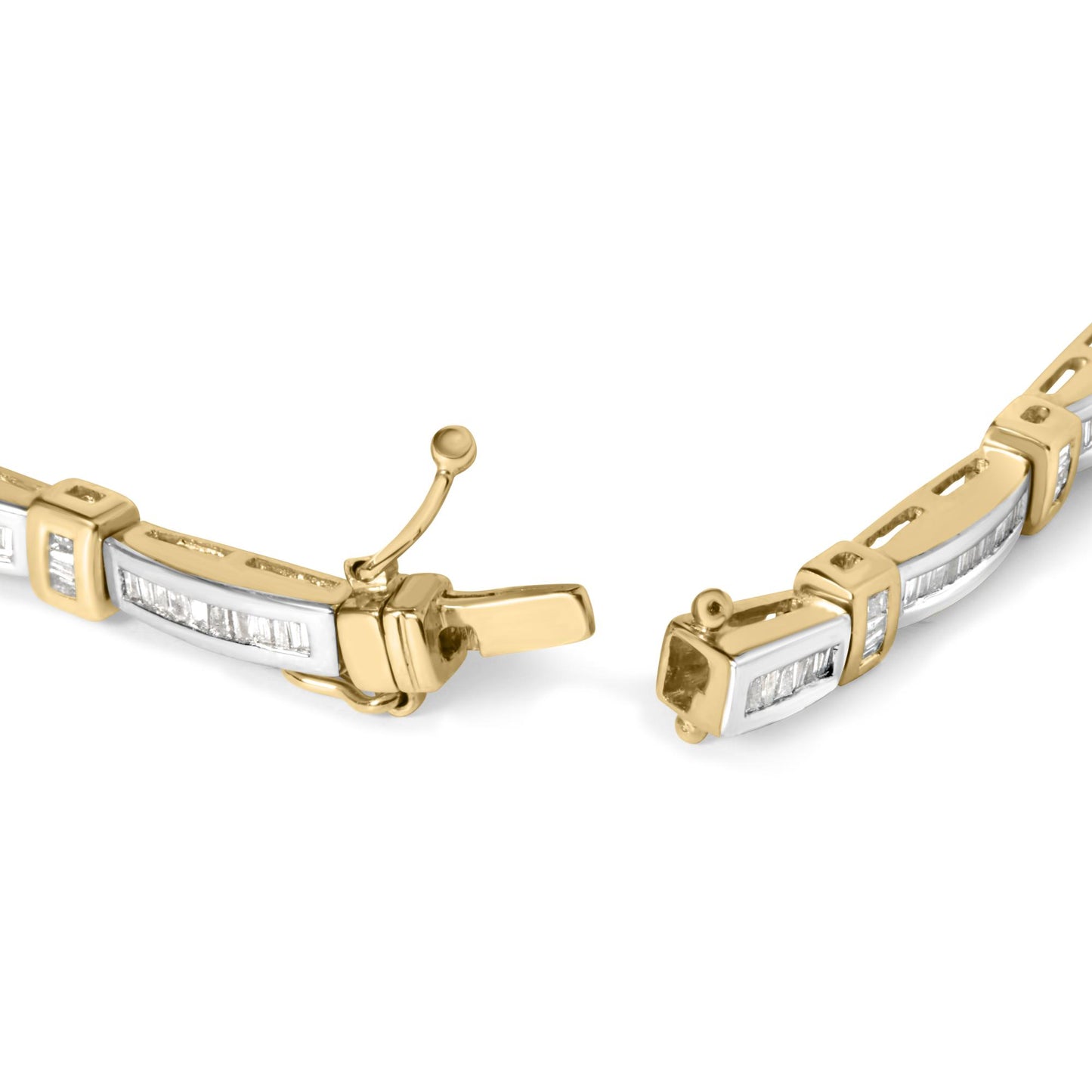14K Yellow Gold 1.00 Cttw Baguette Diamond Channel Link Bracelet