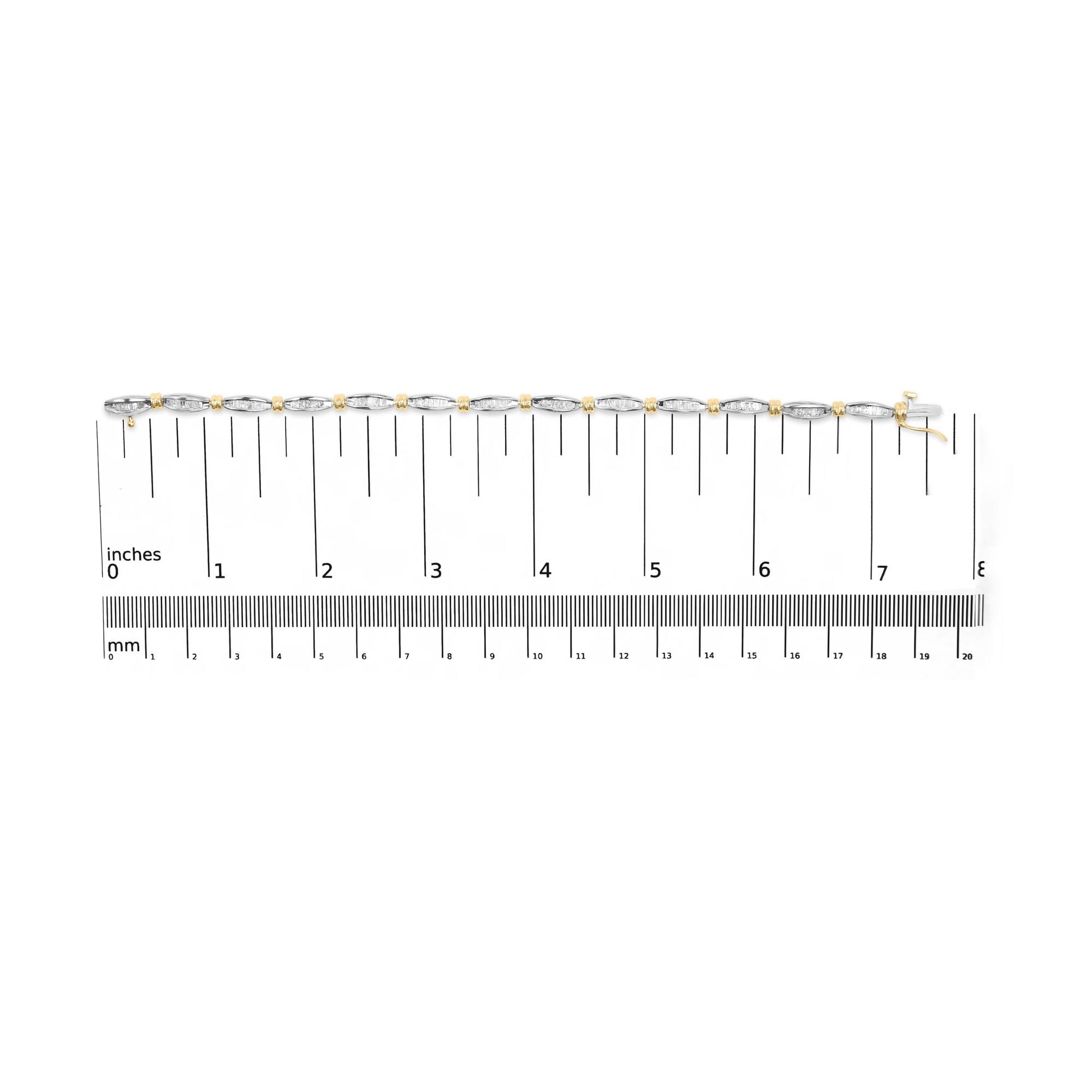 10K Two-Tone Gold 2.0 Cttw Baguette Diamond Channel Link Bracelet