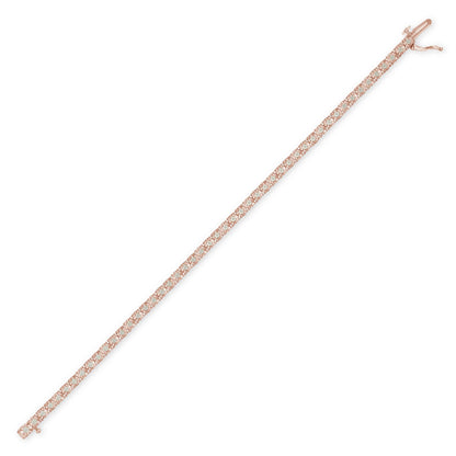 Rose-colored bracelet with round white gemstones in miracle setting, shown flat from a top-down angle.