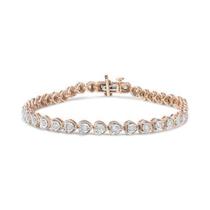 Rose-colored bracelet with round white gemstones in a miracle setting, shown from a front angle on a white background.