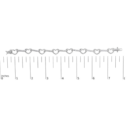 10K White Gold 2.0 Cttw Diamond Heart Link Bracelet