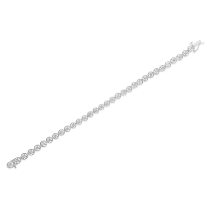 White bracelet with round white gemstones in prong settings, shown flat from a top angle.