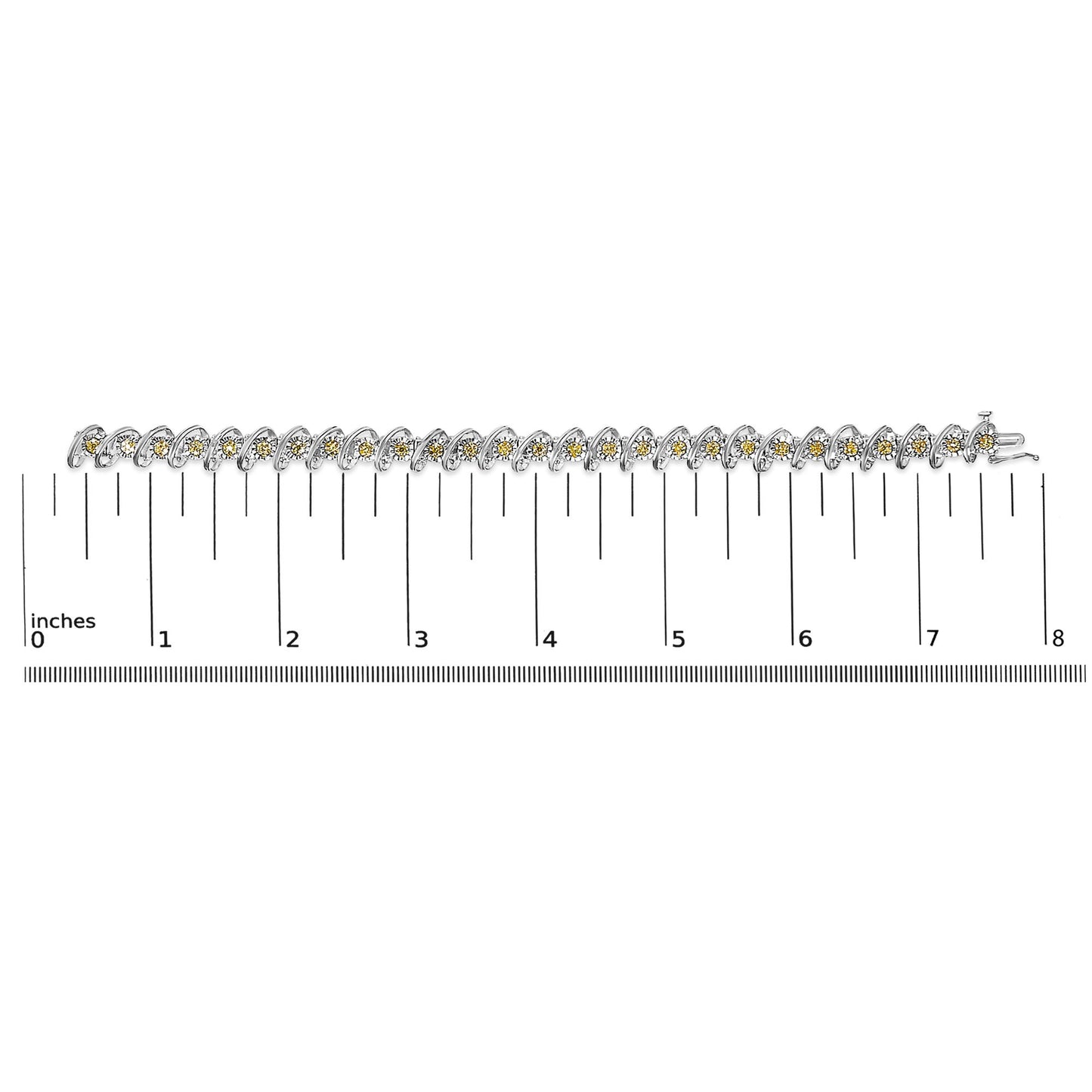.925 Sterling Silver 3/4 Cttw Yellow Diamond Illusion Plate Looped Link Bracelet