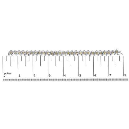 .925 Sterling Silver 3/4 Cttw Yellow Diamond Illusion Plate Looped Link Bracelet
