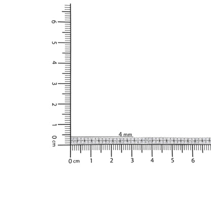 White metal bracelet with multiple rows of round white gemstones in prong settings, displayed on a ruler for size reference, shot from above.