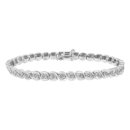 White metal bracelet with round white gemstones set in a linked pattern, shown from a front angle on a white background.