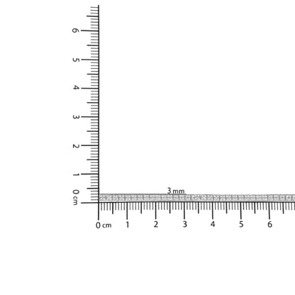 White metal bracelet with multiple rows of round white gemstones in prong settings, positioned horizontally on a ruler for size reference, shot from above.