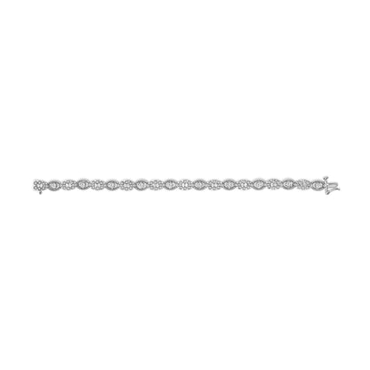 10K White Gold 2.0 Cttw Diamond Milgrain Cluster Link Bracelet