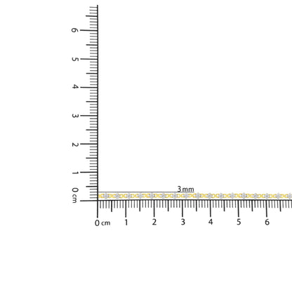 Yellow bracelet with round white gemstones in miracle setting, displayed flat on ruler for size reference, top-down view.