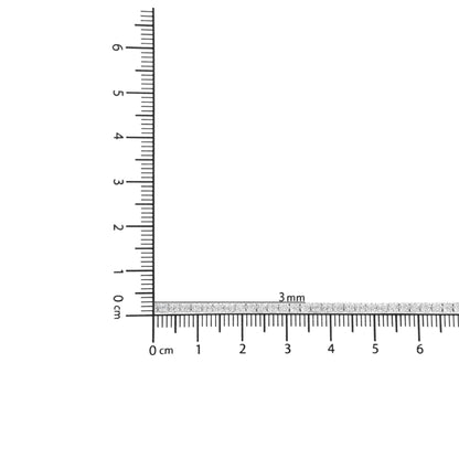 White metal bracelet with round white gemstones in miracle setting, shown in a close-up horizontal view on a ruler for size reference.