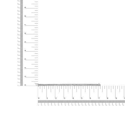 White metal bracelet with two rows of round white gemstones in miracle setting, laid flat on a ruler for size reference, top-down angle.