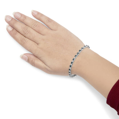 Sterling Silver 4.0 Cttw Blue and White Diamond Tennis Bracelet
