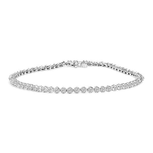 .925 Sterling Silver 2.0 Cttw Diamond 3 Prong Set Tennis Bracelet