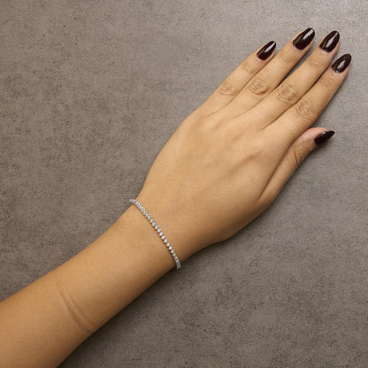 .925 Sterling Silver 2.0 Cttw Diamond 3 Prong Set Tennis Bracelet