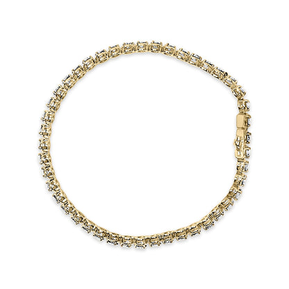 Close-up front angle view of a yellow bracelet featuring round white gemstones in prong settings, shown on a white background.