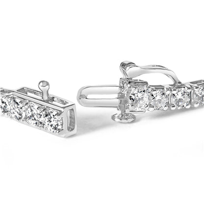 10K White Gold 6.00 Cttw Classic Natural Diamond Tennis Bracelet