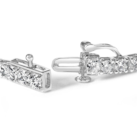10K White Gold 6.00 Cttw Classic Natural Diamond Tennis Bracelet