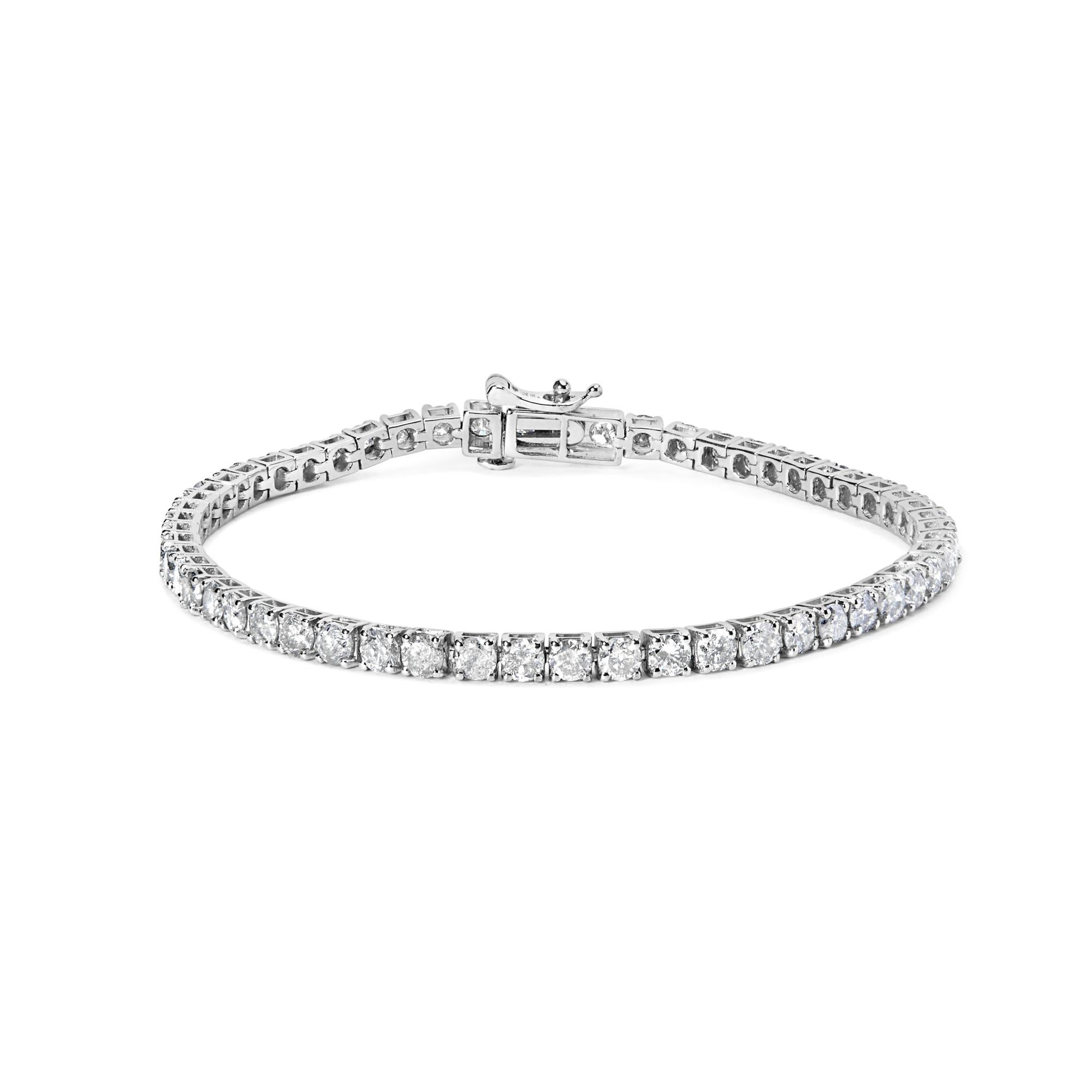 10K White Gold 6.00 Cttw Classic Natural Diamond Tennis Bracelet