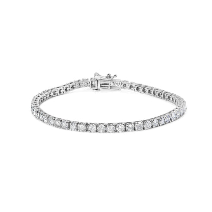 10K White Gold 6.00 Cttw Classic Natural Diamond Tennis Bracelet
