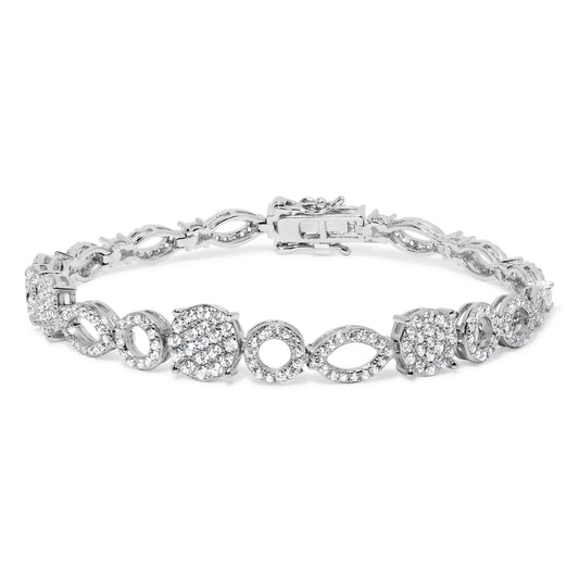 10K White Gold 3.00 Cttw Diamond Link Bracelet