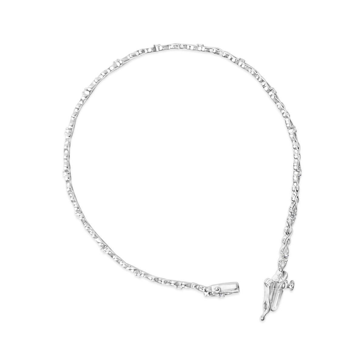 925 Sterling Silver 1/4 Cttw Round Diamond Infinity and X-Link Bracelet