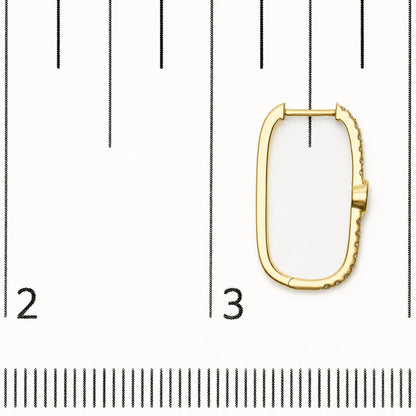 14K Yellow Gold 1/3 Cttw Marquise Diamond Rectangular Hoop Earrings