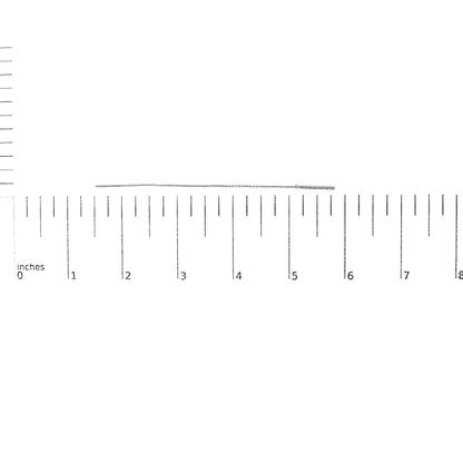 White metal earring with a thin chain and a micro-pave setting of round white gemstones, shown flat on a ruler scale in a side view.