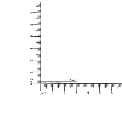 White metal bracelet with three round white gemstones set in a miracle setting, displayed on a ruler for size reference, shot from the top angle.