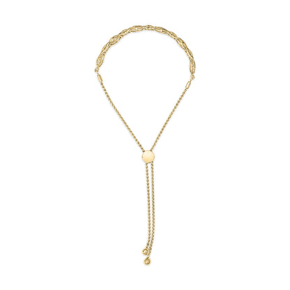 Yellow metal bracelet with a round, pave-set white gemstones detail, shown from a top-down angle.