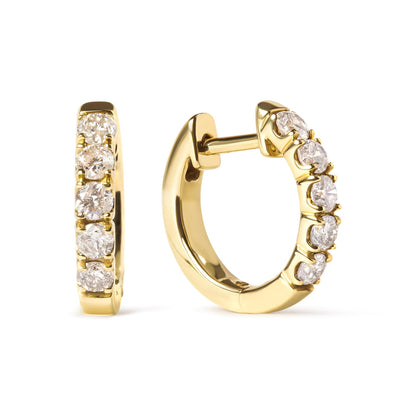 10K Yellow Gold 1/2 Cttw Round-Cut Diamond Hoop Earrings